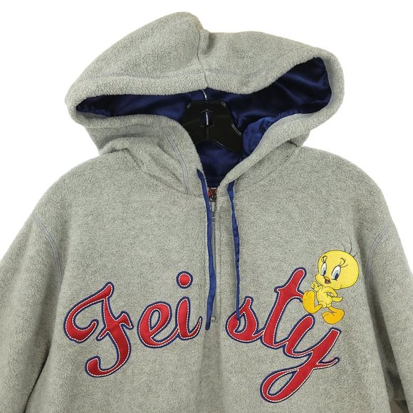 Looney Tunes Feisty Tweety Quarter Zip Hoodie Sweatshirt Womens 1X 16W Applique - Picture 5 of 14